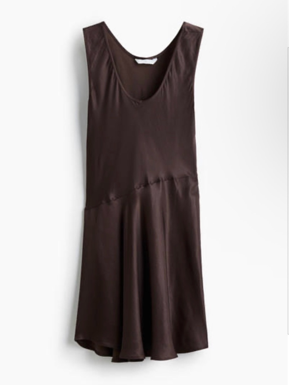 H&M Sleeveless V-Neck Flared Dress in Dark Chocolate